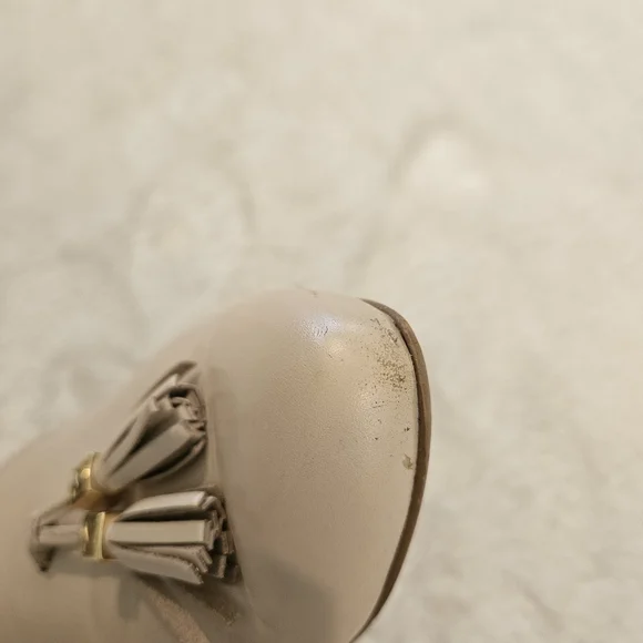 Beige Tassel Leather Mules Size 9 Tan Neutral Business Casual Minimalist Work - Picture 11 of 14